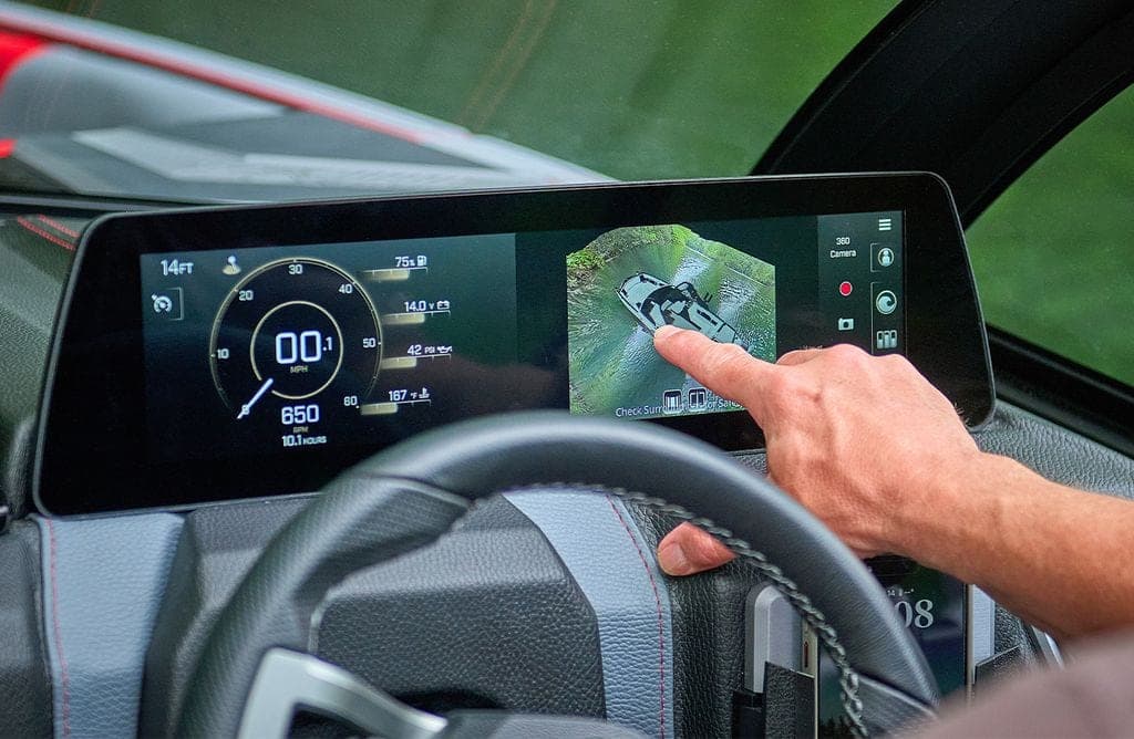 The dashboard screen of a Malibu 23 MXZ