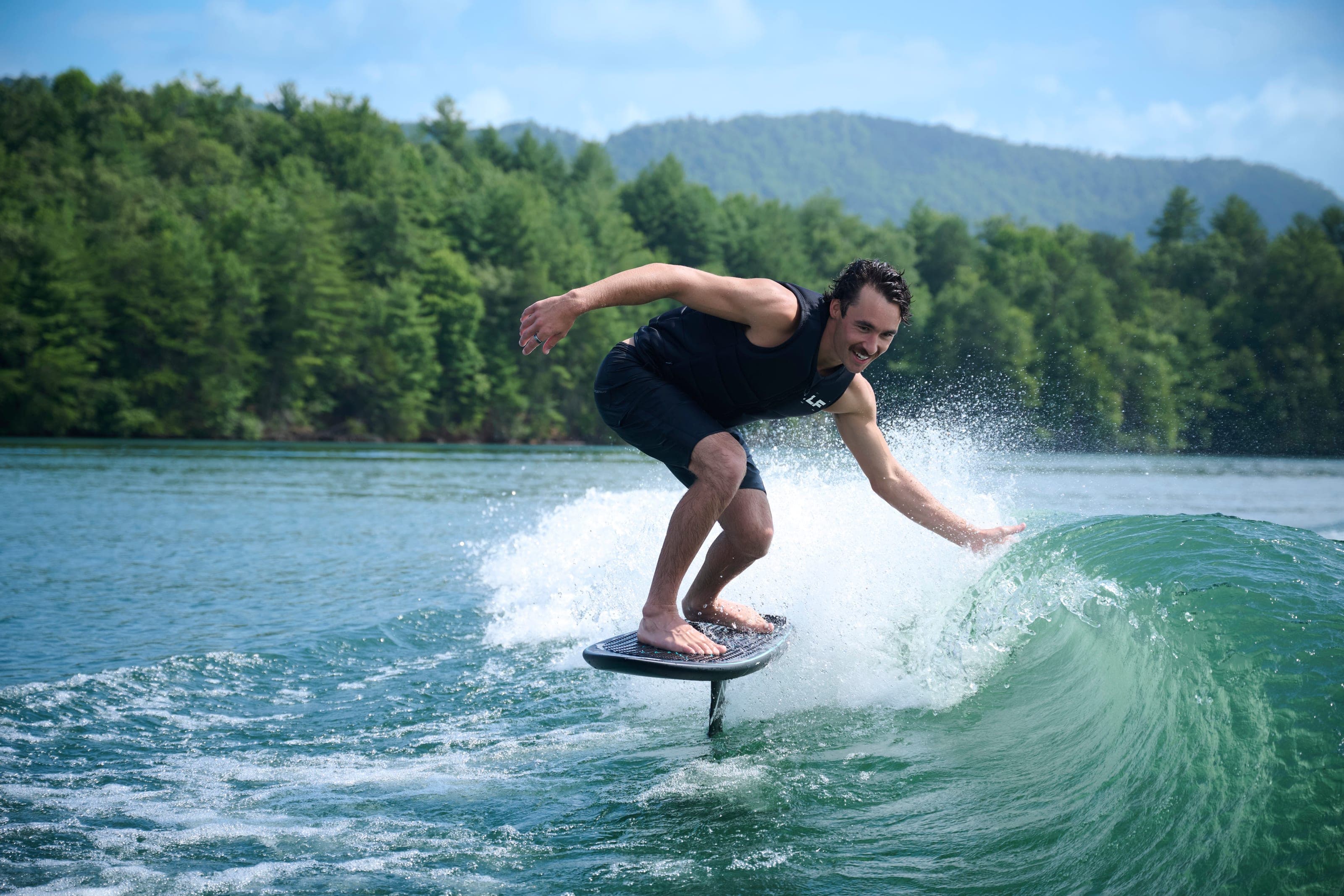 A rider foils on the wake behind an Axis A245