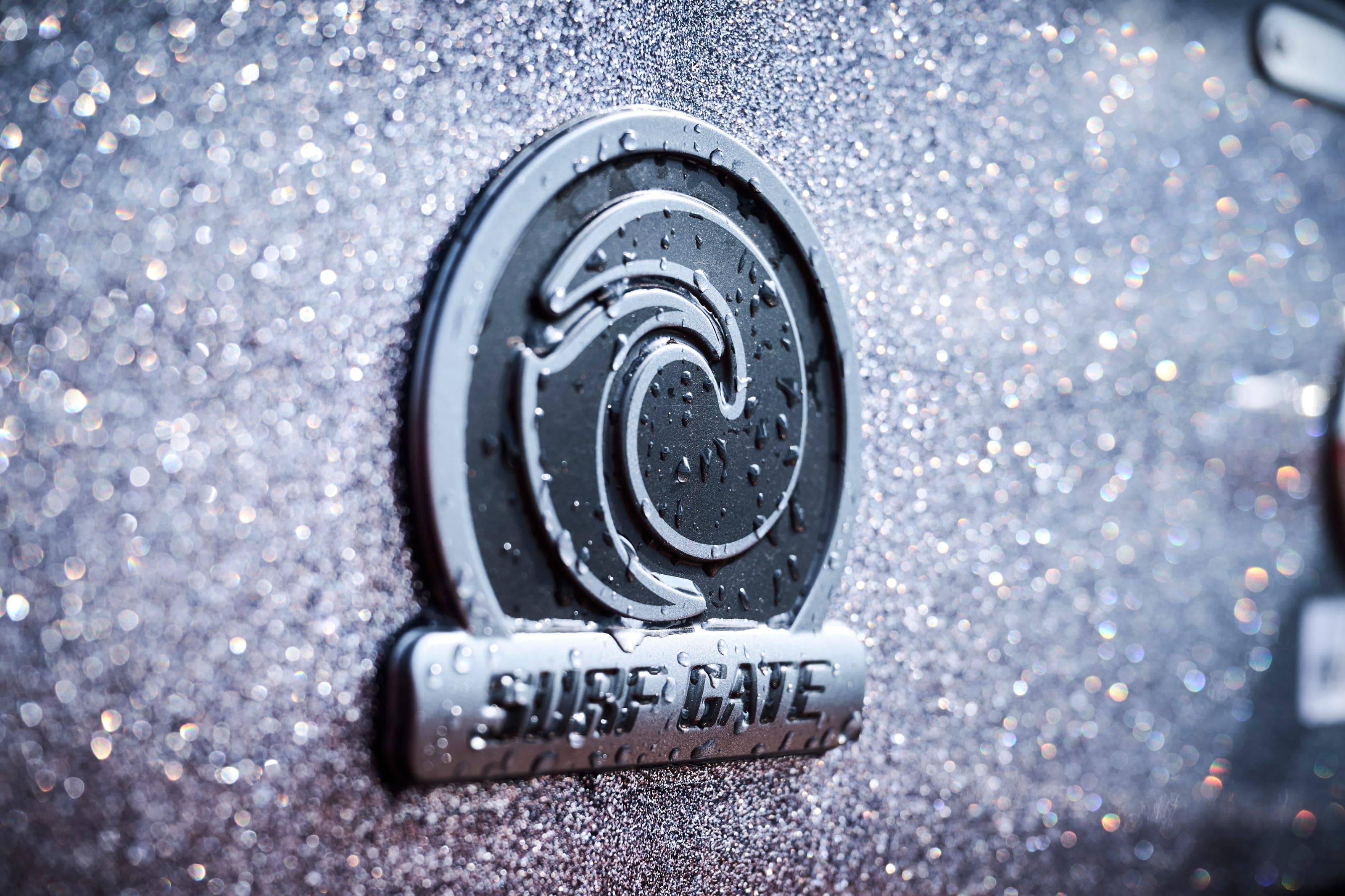 A Surf Gate badge on the hull of an Axis T235